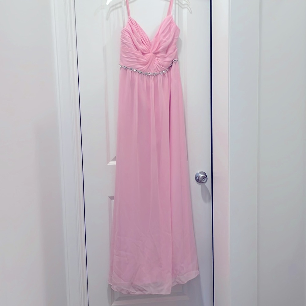 David’s Bridal bridesmaid pink dress